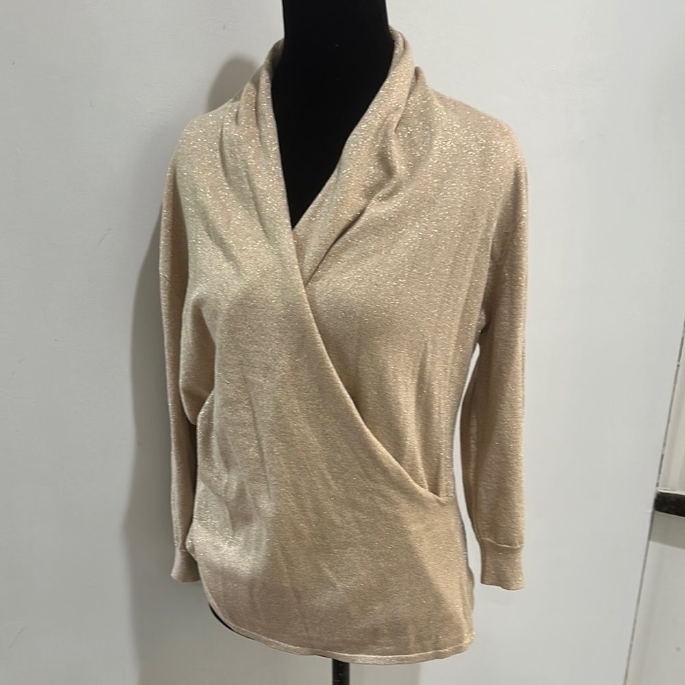 New York & Company Gold Cowl Neck Sweater